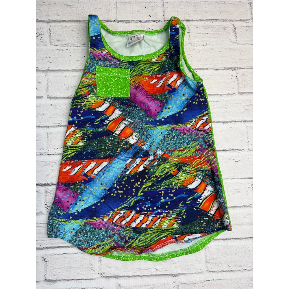 JAB Creations Clothing Kids Tank Top Size 10 Abstract Multi Color Green Speckle